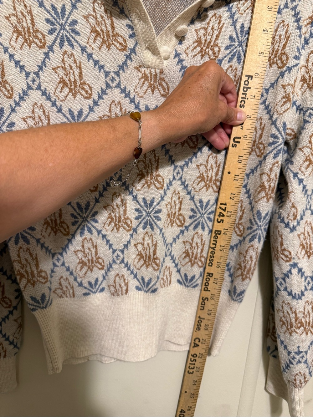Simple Retro knit polo sweater  small patterned design with a vintage - Picture 5 of 9